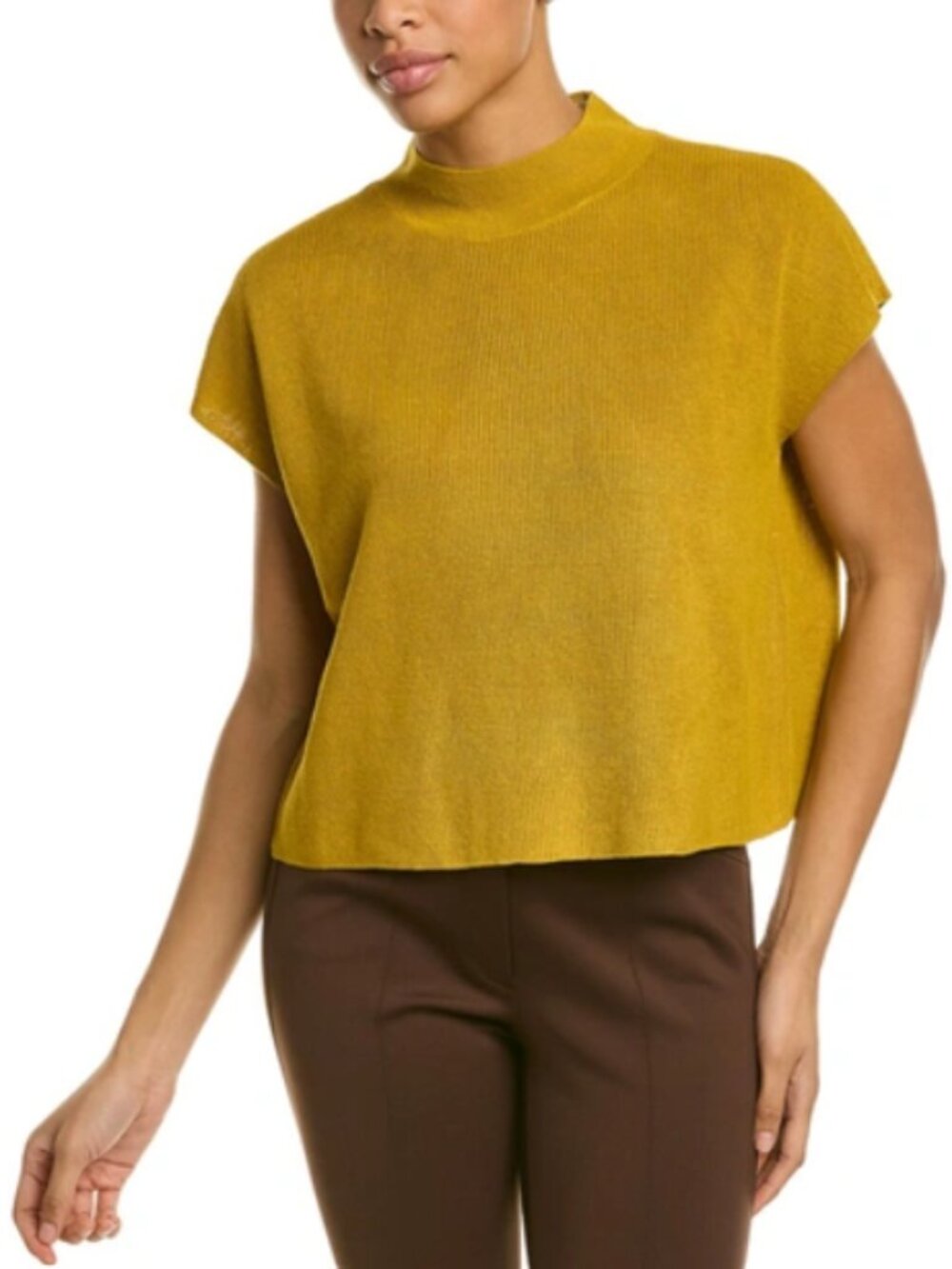 Organic Linen Cotton Mock Neck Top